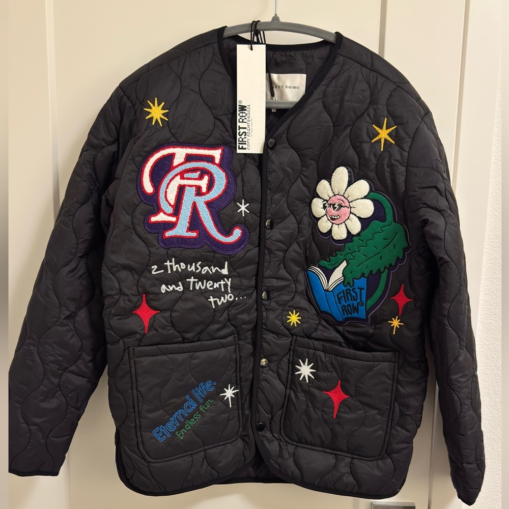 First Row Denim “Sunshine” Quilted Liner Jacket - size Small - Black